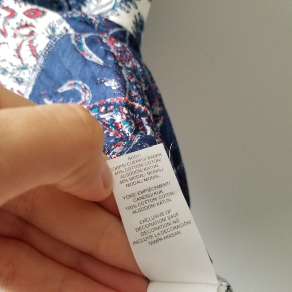 Lucky Brand Print Lace Up Embroidered Tank - Picture 8 of 9